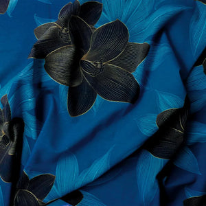 Baumwoll Jersey Druck - Lilie Poseidon blue