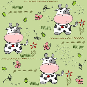 Sommersweat oder Jersey | Auf dem Bauernhof Kuh grün | Eigendesign - Tollpatsch Stoffe und Handmade