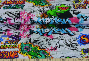 Graffiti Frosch Baumwolljersey - Tollpatsch Stoffe und Handmade