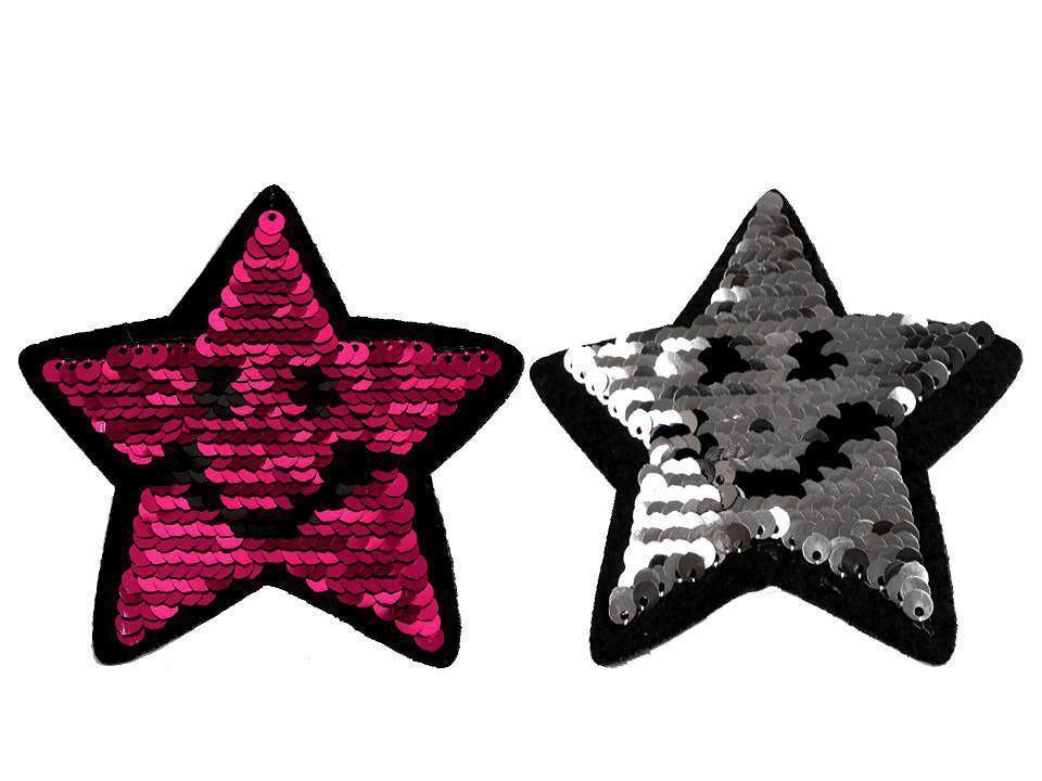 Wendepailletten Patch Stern pink - Tollpatsch Stoffe und Handmade